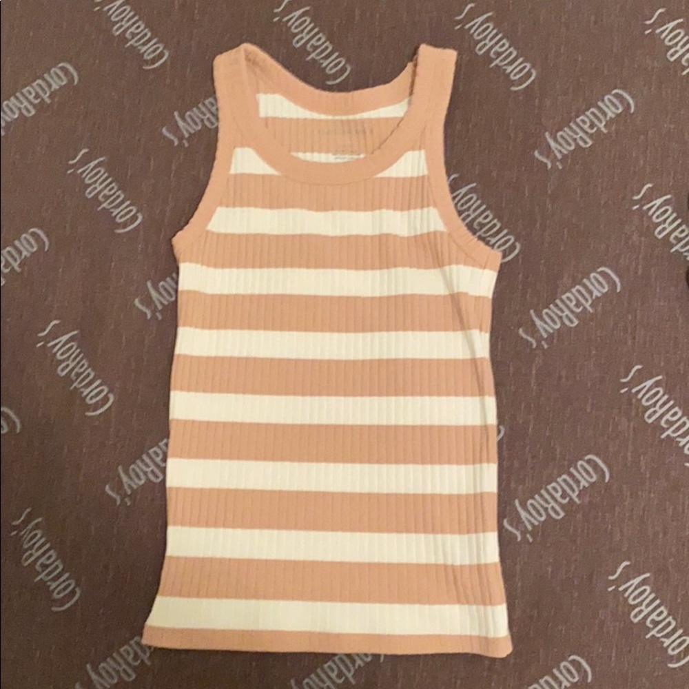 Pink and white tank top